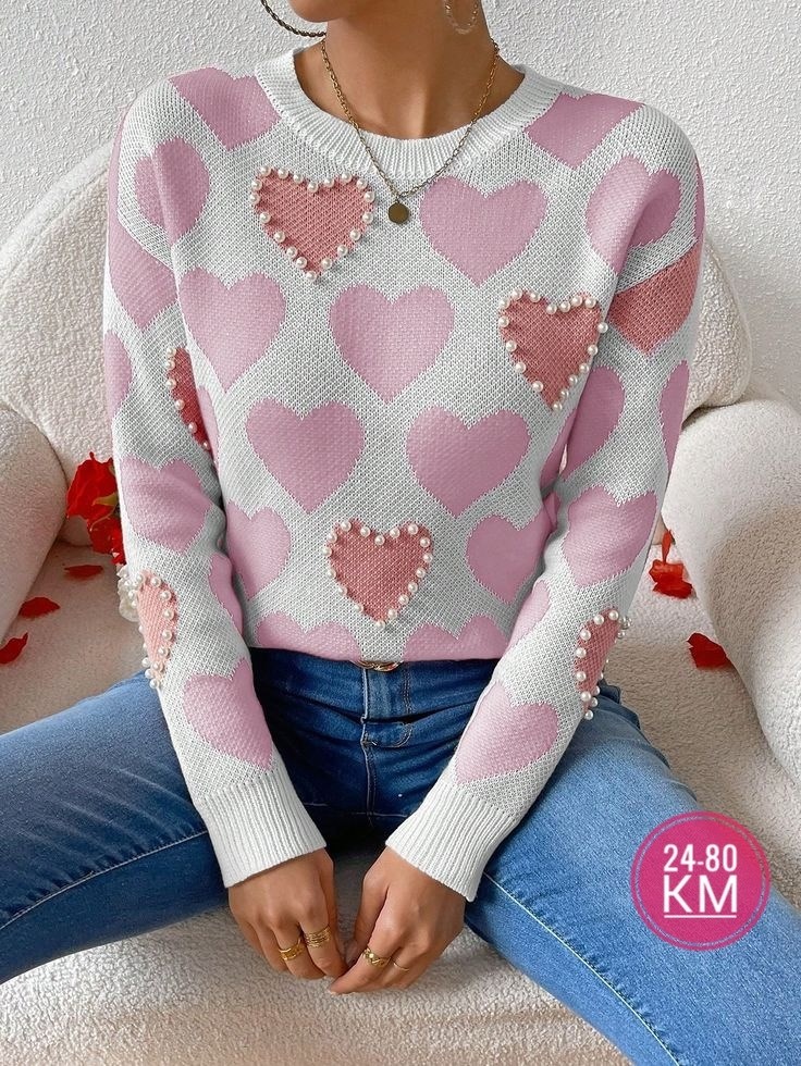 свитера женские,женский вязаный свитер,модные свитера,свитер с сердечками,свитер