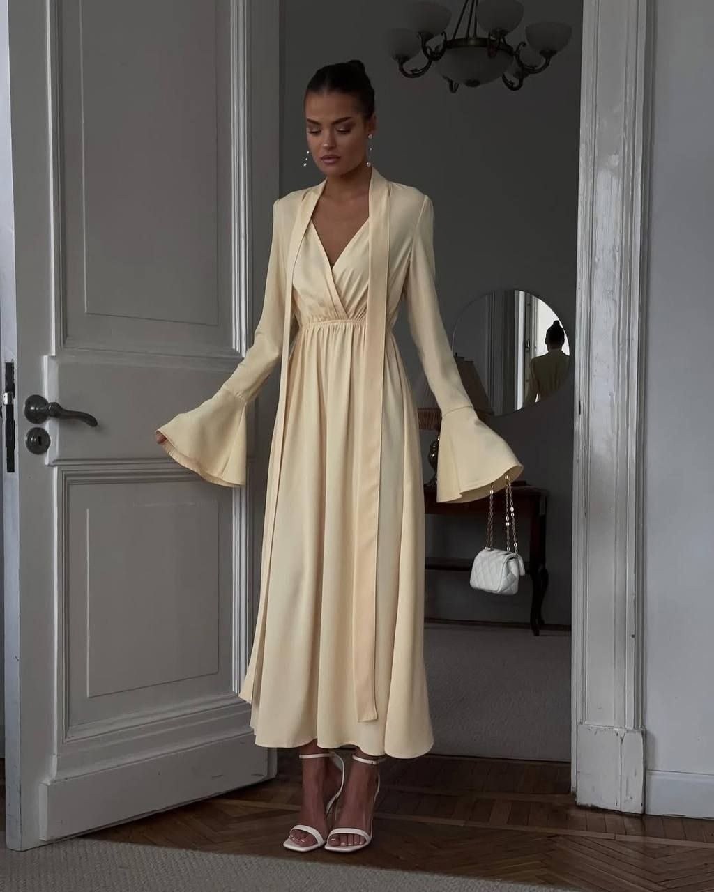 платье нарядное,шелковое платье,длинный халат,платье женская,платье вечернее