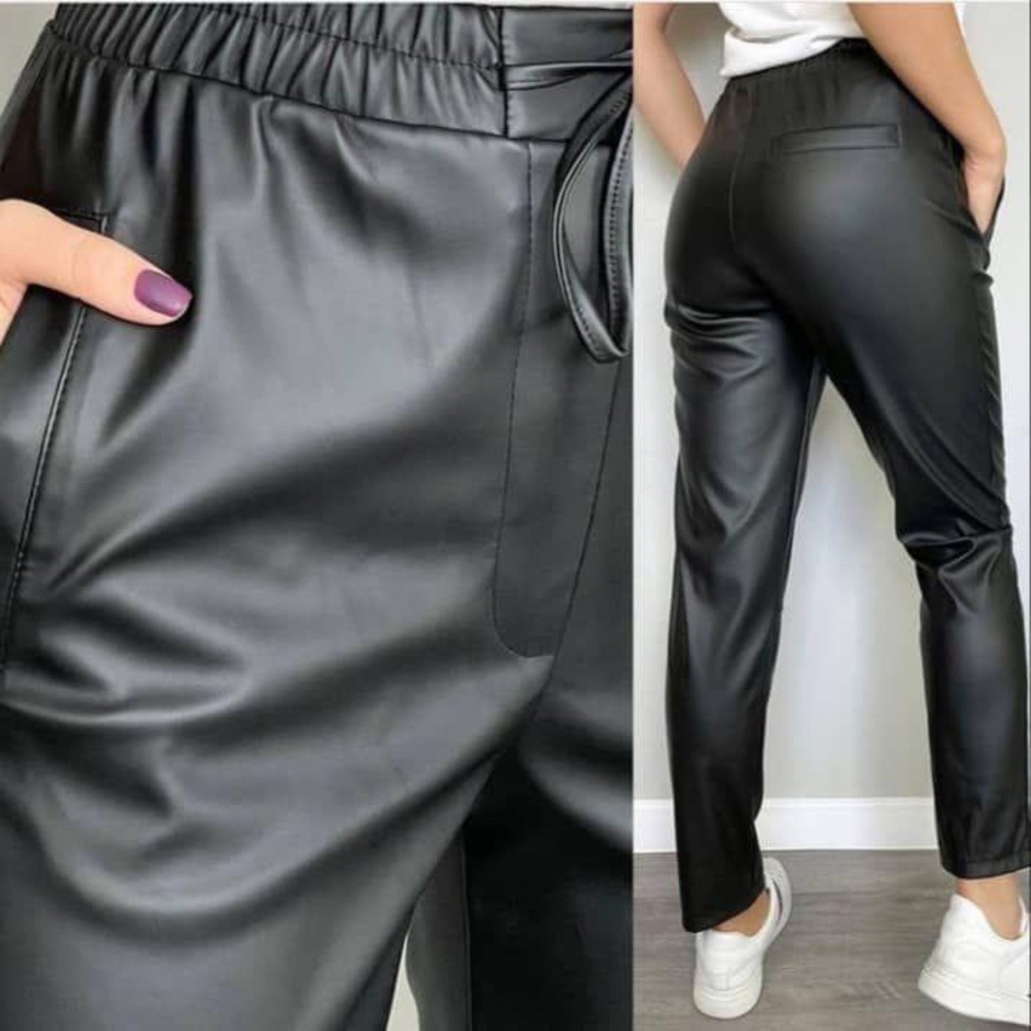 брюки из экокожи женские,брюки женские кожаные на резинке,брюки эко кожа,брюки женские экокожа,брюки экокожа с разрезом