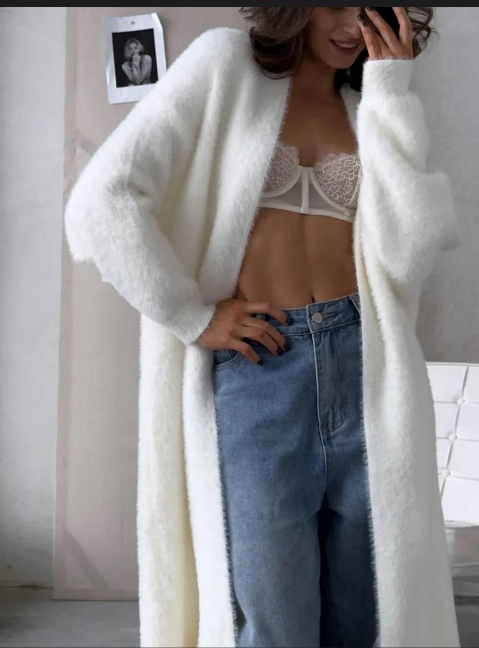 кардиган длинный пушистый,белый кардиган,кардиган,кардиган длинный,кардиган домашний