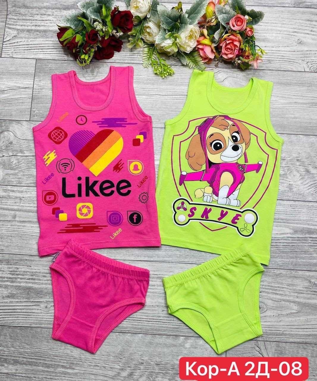 комплект нижнего белья для девочек,нижнее белье детское,комплекты белья для девочек,комплект майка и трусы для девочек,комплекты для девочек