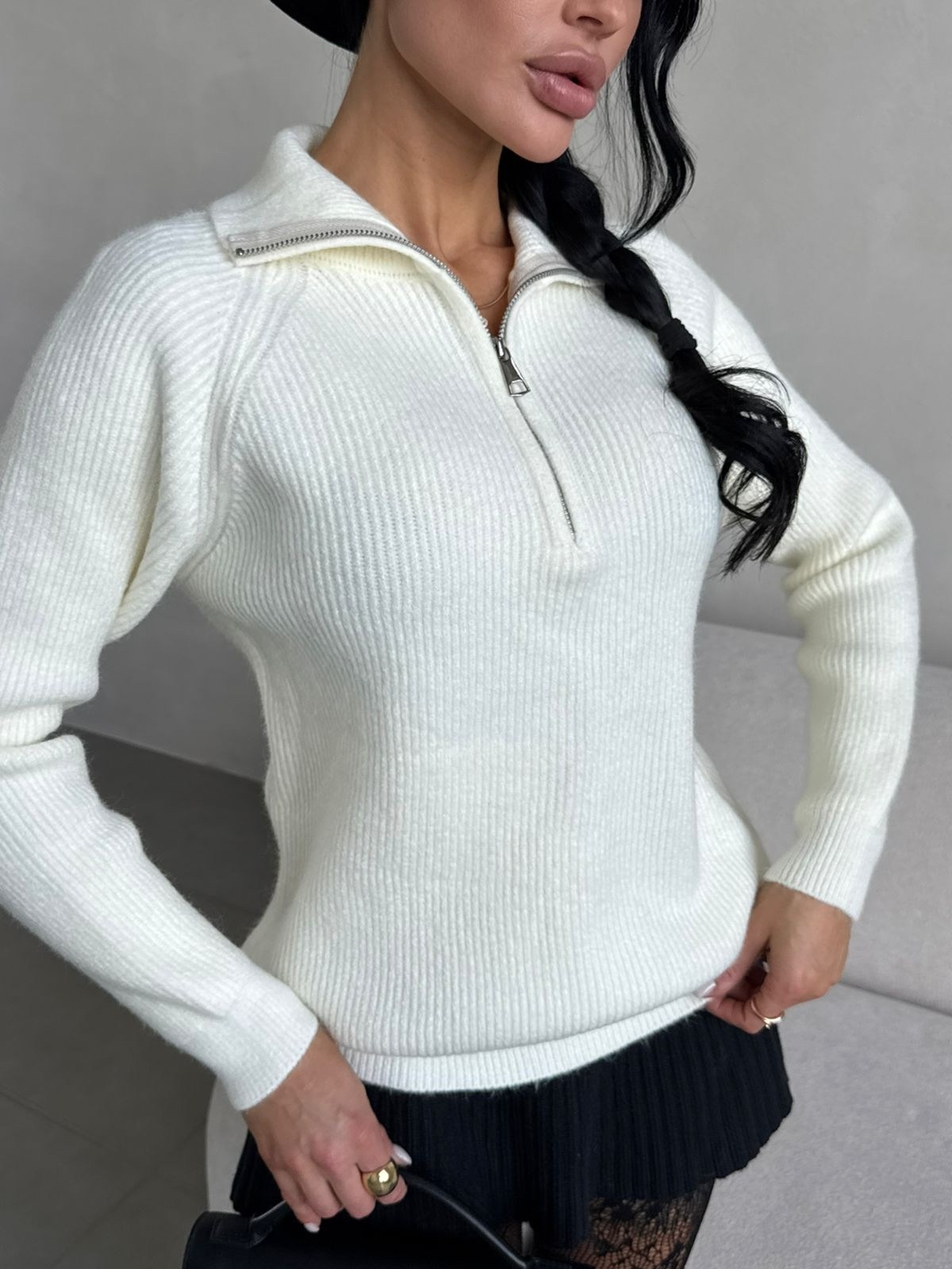 стильная кофта,свитер с замком,женские кофты,свитера женские,черный свитер