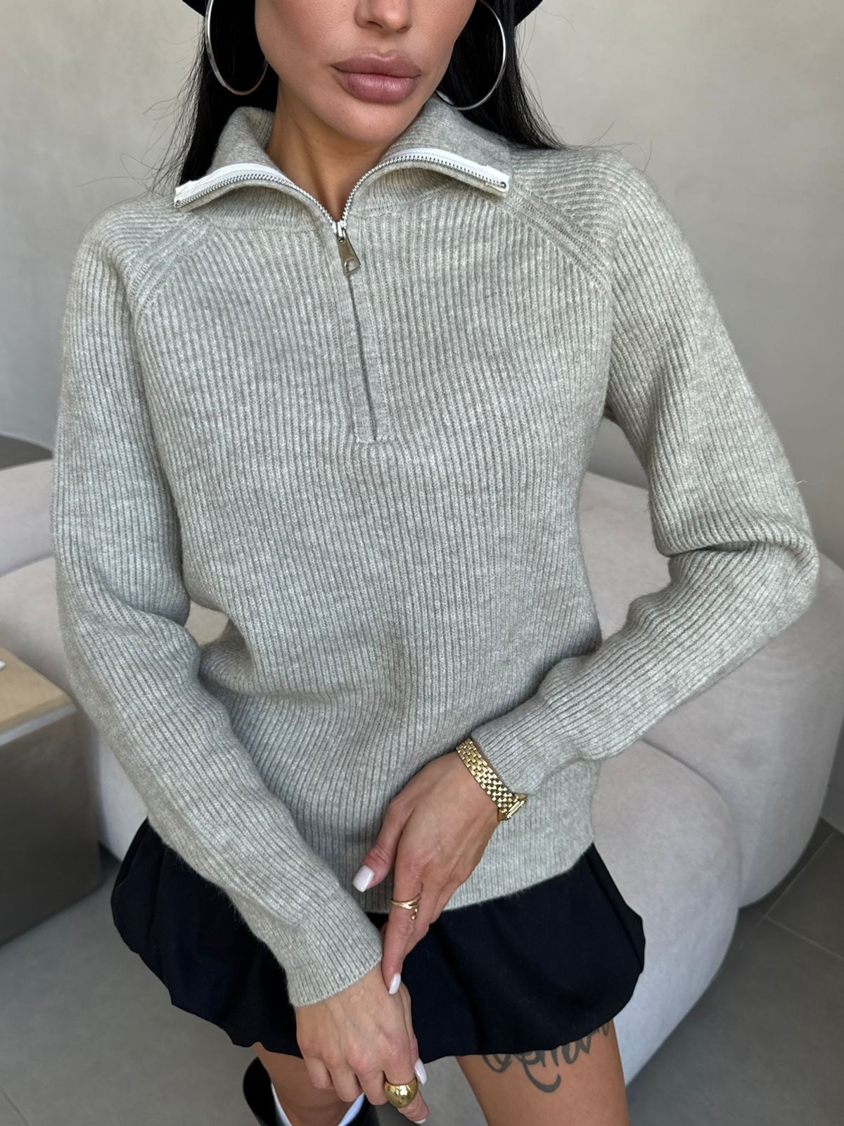 стильная кофта,свитер с замком,женские кофты,свитера женские,черный свитер