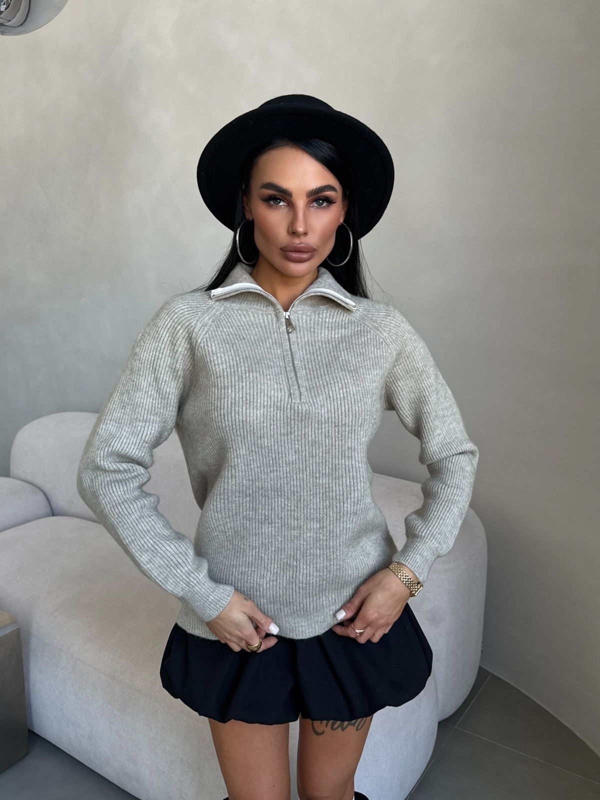 стильная кофта,свитер с замком,женские кофты,свитера женские,черный свитер