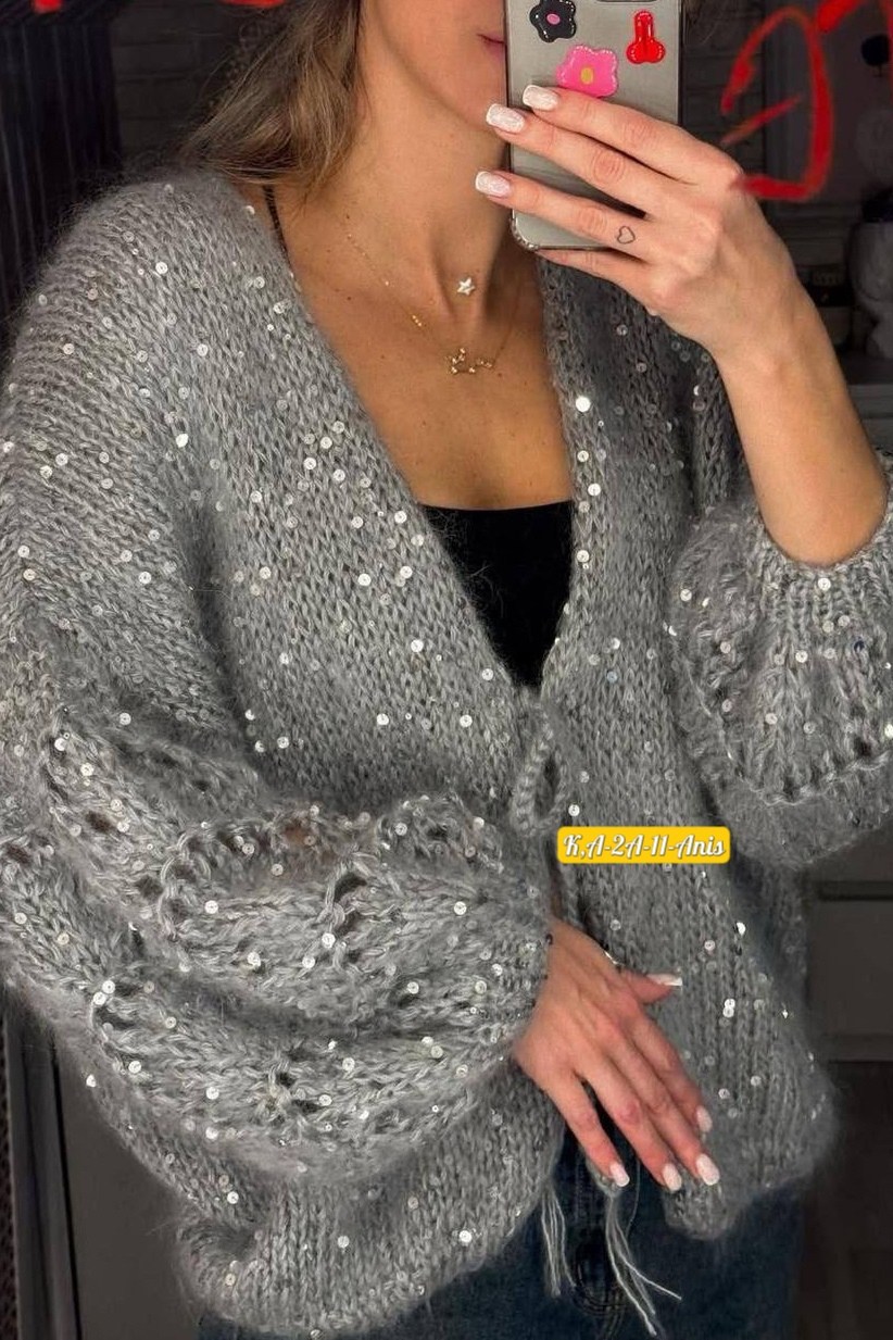 кардиган вязаное,кардиган с пайетками,вяжем кардиган,женский вязаный кардиган,кардиган