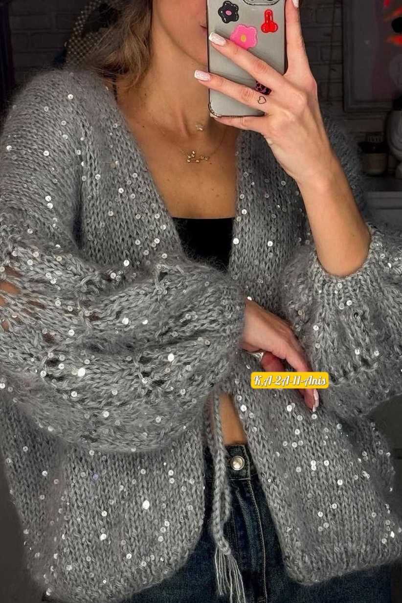 кардиган вязаное,кардиган с пайетками,вяжем кардиган,женский вязаный кардиган,кардиган