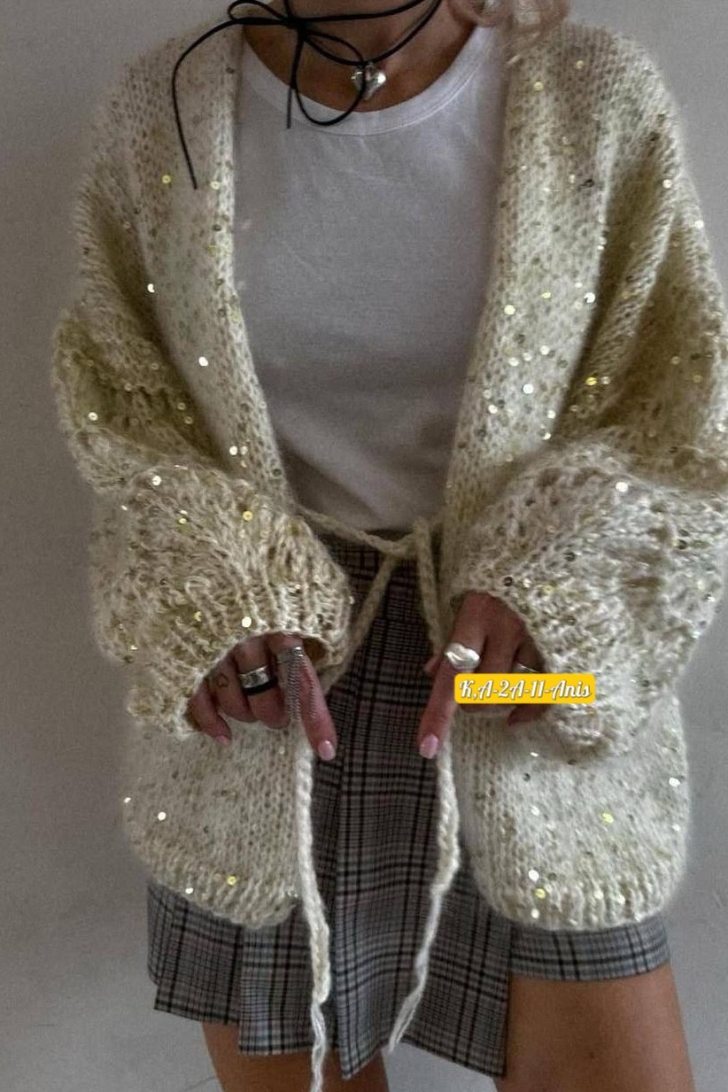 кардиган вязаное,кардиган с пайетками,вяжем кардиган,женский вязаный кардиган,кардиган