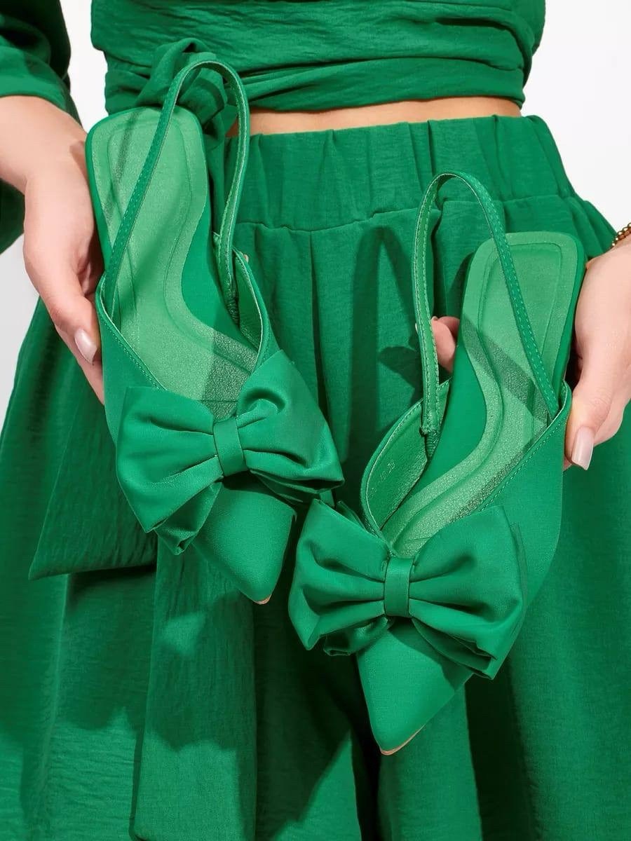 женский зеленый,костюмы женские,платье бант,модное платье,платье летнее