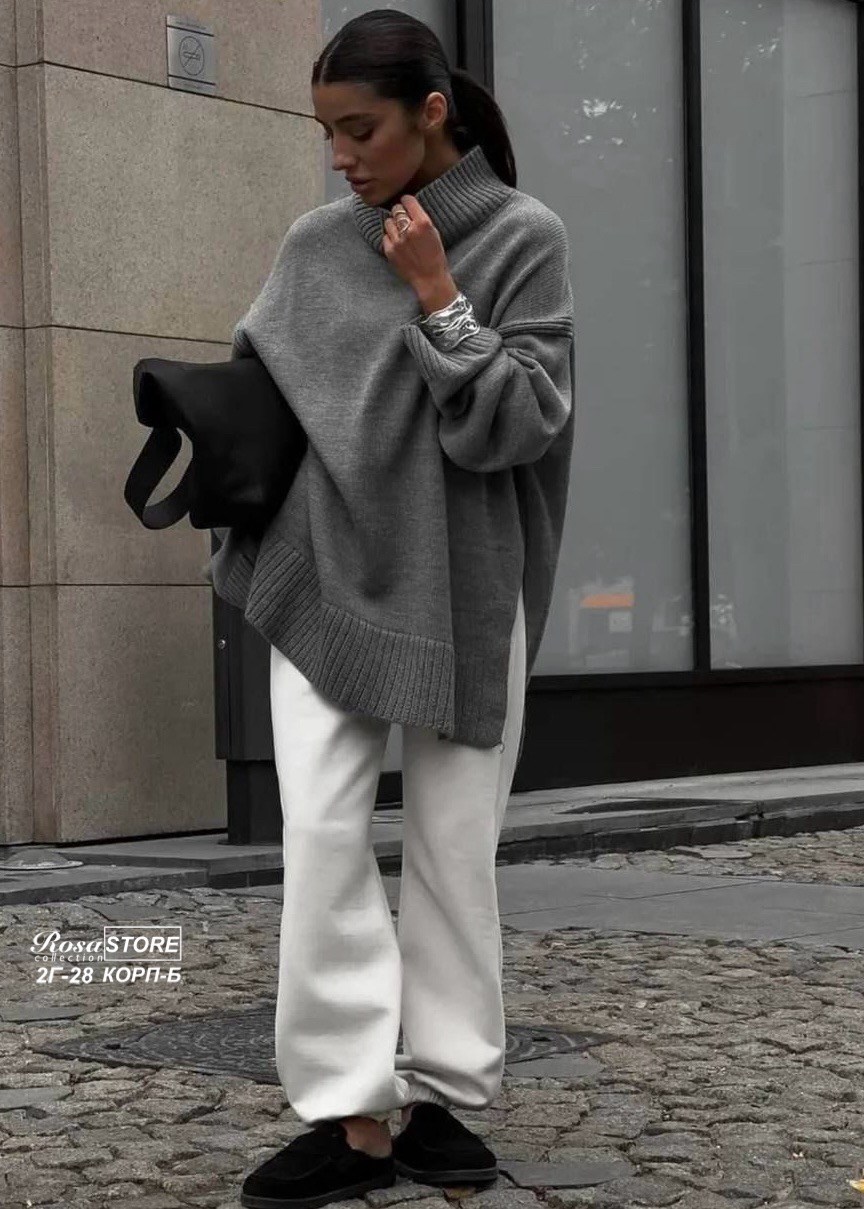 вязаный свитер оверсайз,свитер удлиненная,свитер оверсайз свободный,свитер серый оверсайз,свитер удлиненный оверсайз