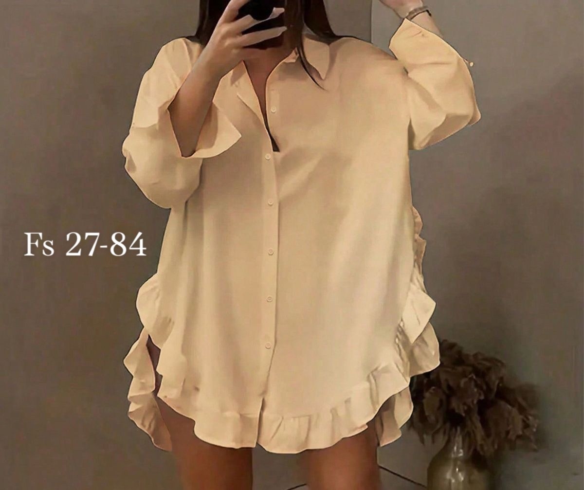 рубашка с оборками,длинная рубашка,рубашка туника,блузка с оборками,длинная рубашка женская