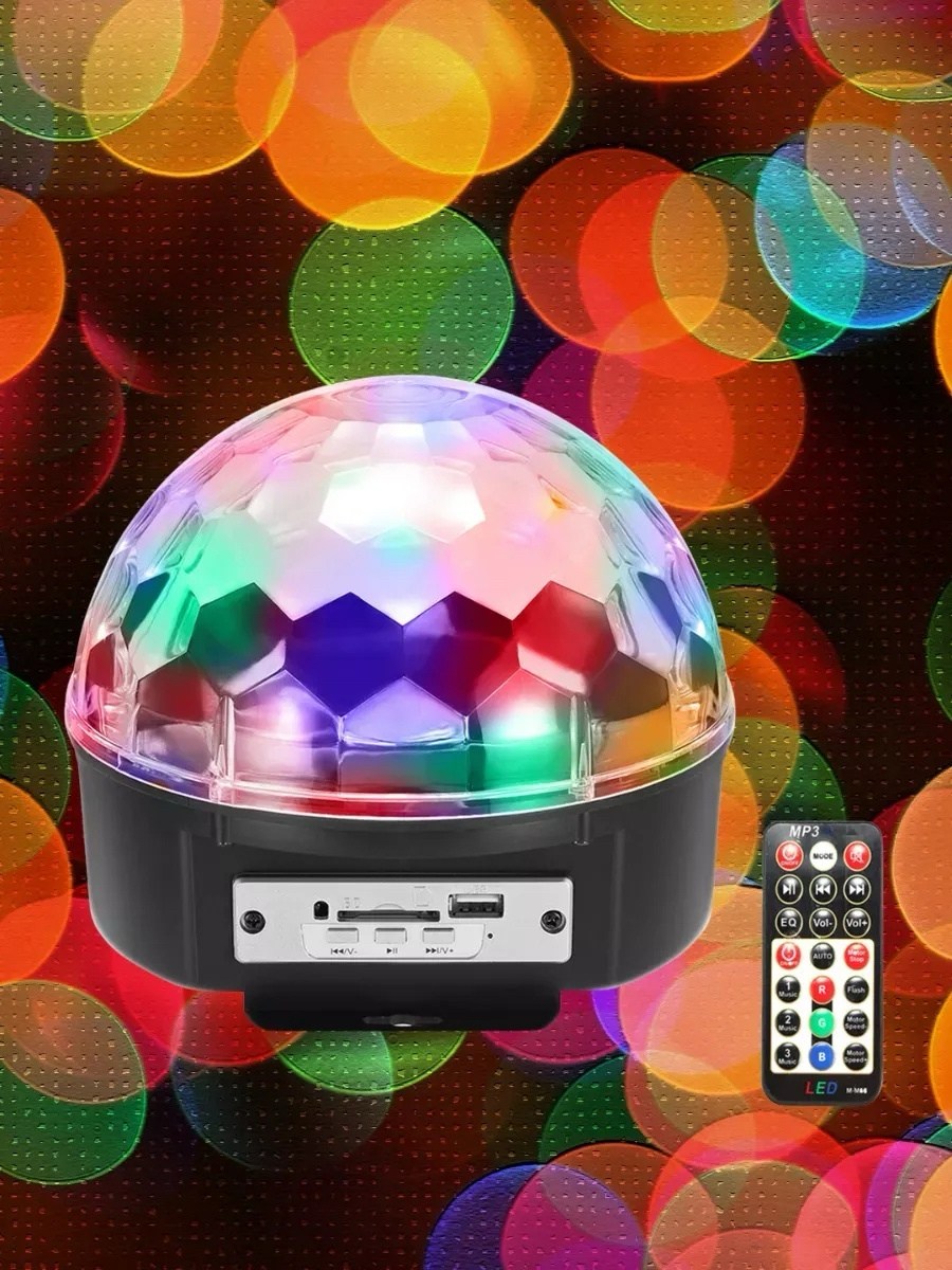 диско-шар светодиодный цветомузыкальный,светодиодный музыкальный проектор,диско шар,диско шар magic ball light mp3 с флешкой и пультом цветомузыка,музыкальный проектор диско шар