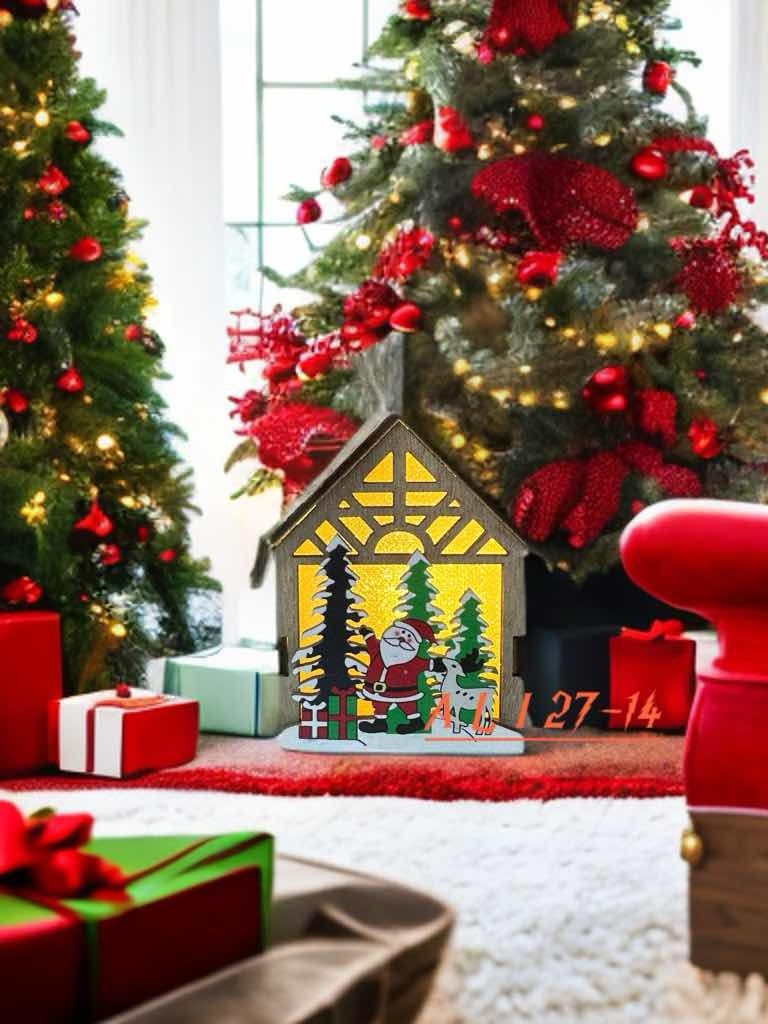 елочная игрушка домик,елочная игрушка домик с подсветкой,новогодние деревянные домики,новогодние домики с подсветкой,домик новогодний