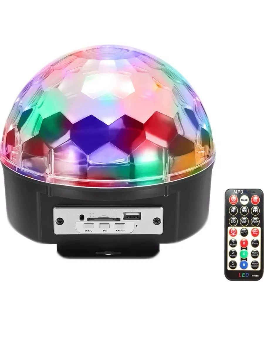 диско-шар светодиодный цветомузыкальный,светодиодный музыкальный проектор,диско шар,диско шар magic ball light mp3 с флешкой и пультом цветомузыка,музыкальный проектор диско шар