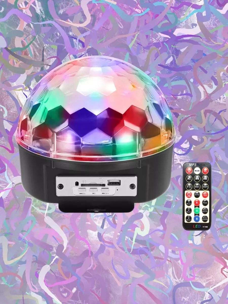 диско-шар светодиодный цветомузыкальный,светодиодный музыкальный проектор,диско шар,диско шар magic ball light mp3 с флешкой и пультом цветомузыка,музыкальный проектор диско шар