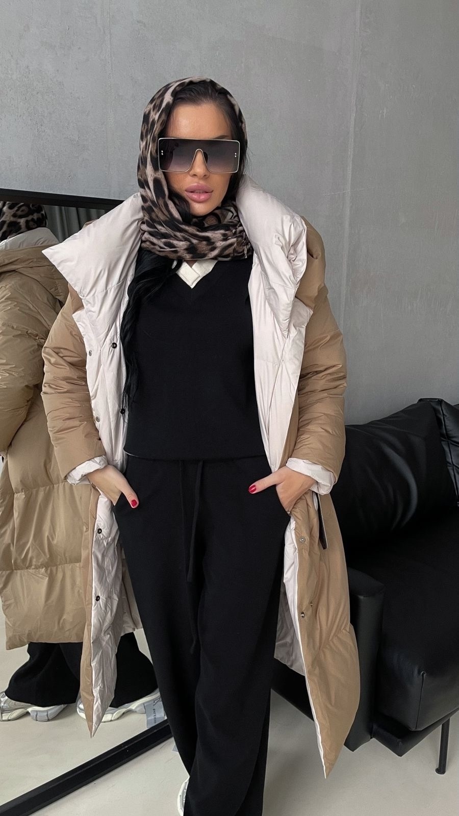 пуховик двусторонний,модные пуховики,бежевый пуховик,длинные пуховики,пуховик