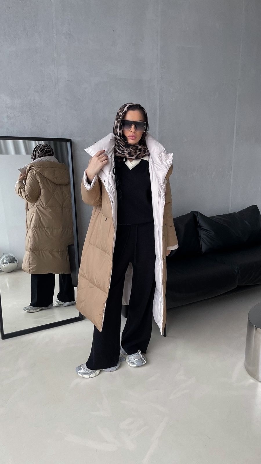 пуховик двусторонний,модные пуховики,бежевый пуховик,длинные пуховики,пуховик