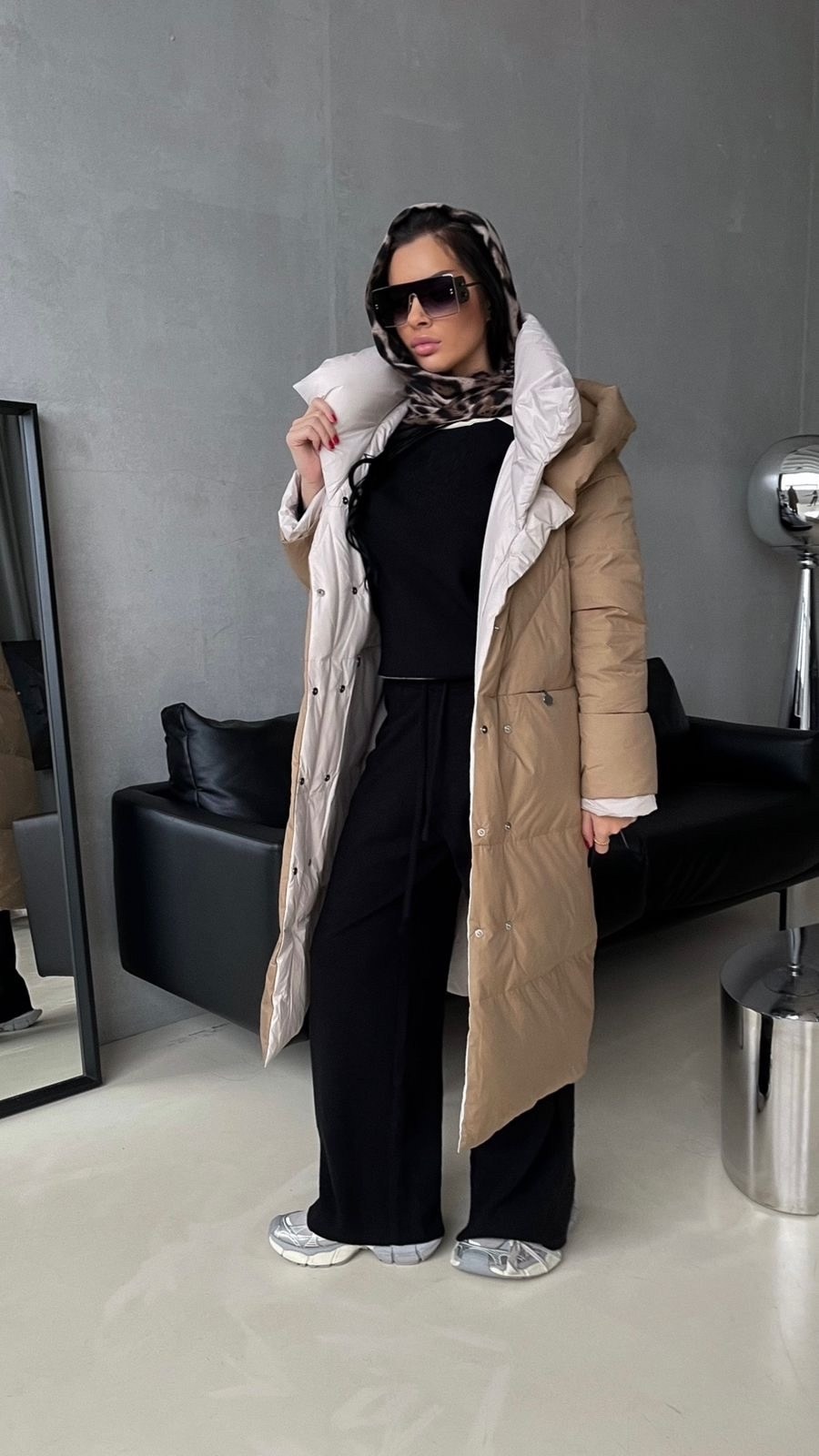 пуховик двусторонний,модные пуховики,бежевый пуховик,длинные пуховики,пуховик