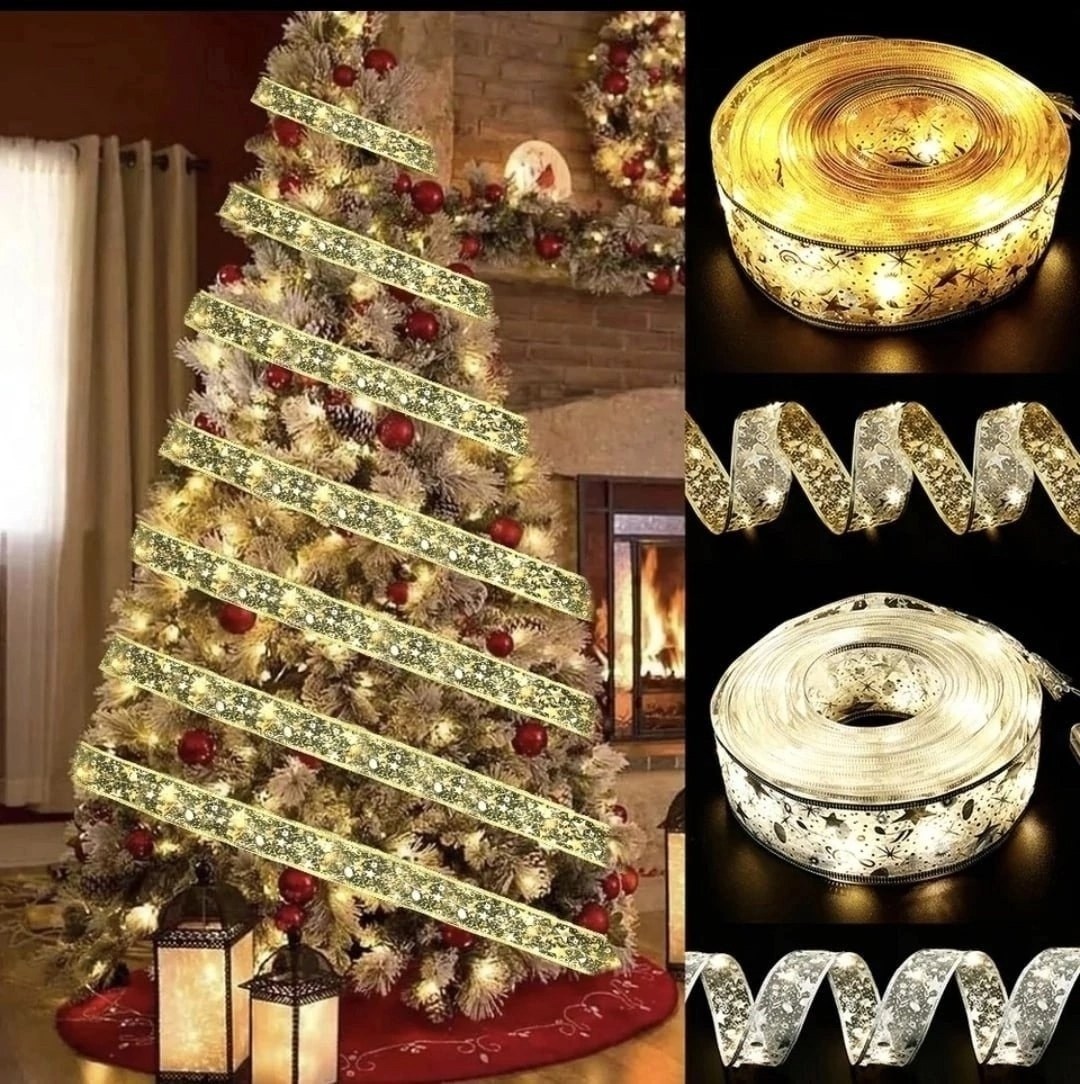 украшение для рождественской елки,гирлянда на новый год,украсить елку мишурой красиво,украшение елок,бантики светящиеся гирлянда