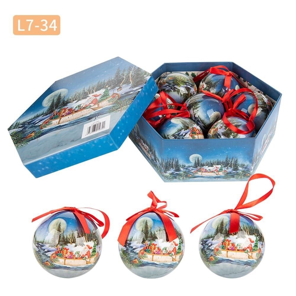 новогодний набор елочных шаров 7 шт,набор елочных шаров новогодние,набор елочных шаров в коробке,набор елочных шаров,шары новогодние набор