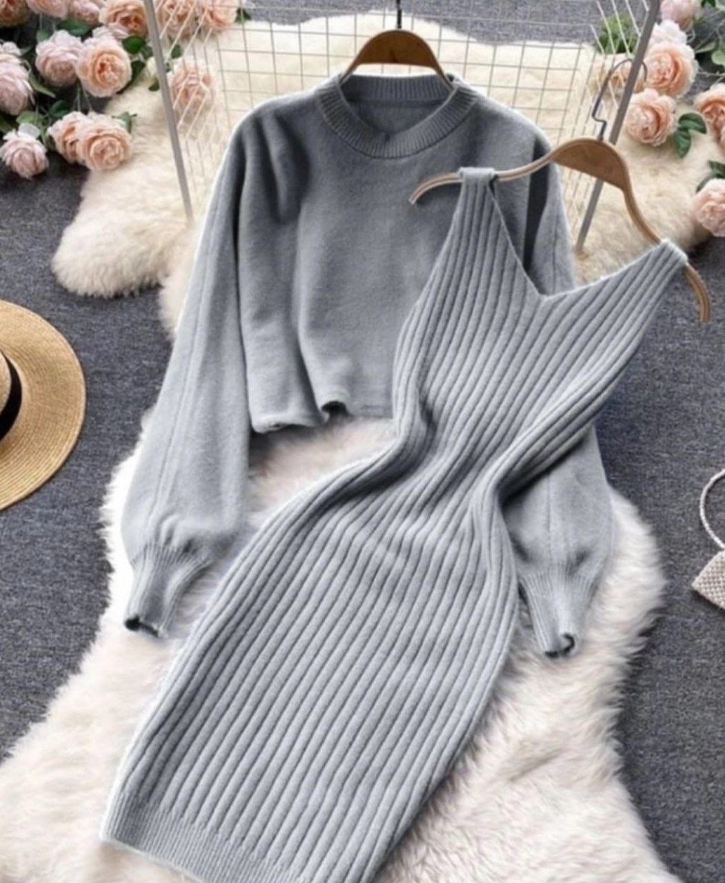 костюм двойка платье и кофта,костюм платье с кофтой,вязаные костюмы,женский вязаный костюм,костюм платье и свитер теплый