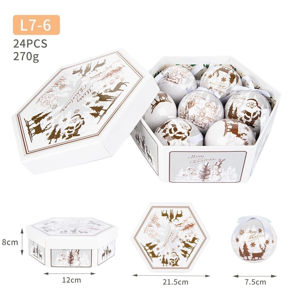 новогодний набор елочных шаров 7 шт,набор елочных шаров,набор елочных шаров в коробке,новогодний набор елочных шаров,елочные шары набор