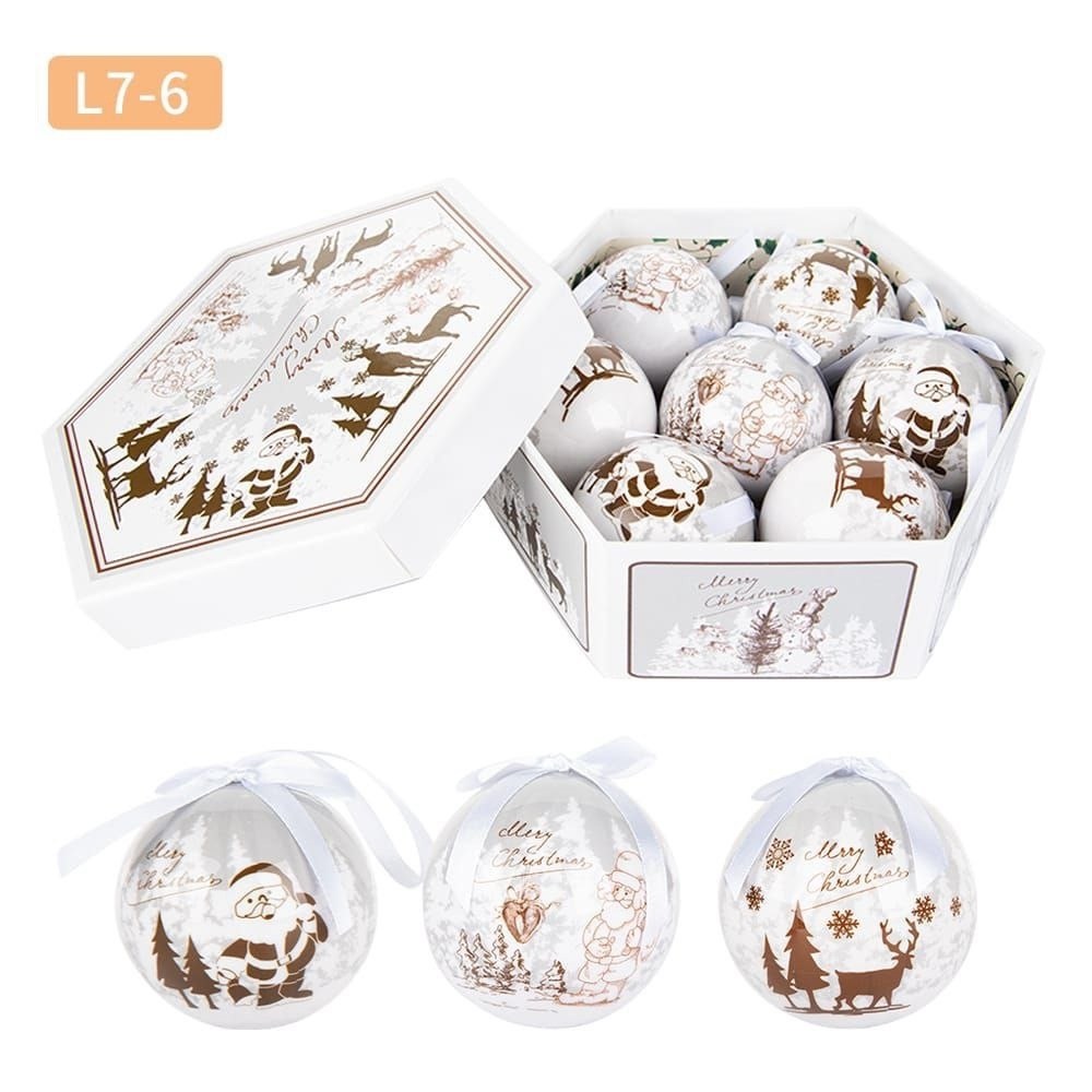 новогодний набор елочных шаров 7 шт,набор елочных шаров,набор елочных шаров в коробке,новогодний набор елочных шаров,елочные шары набор