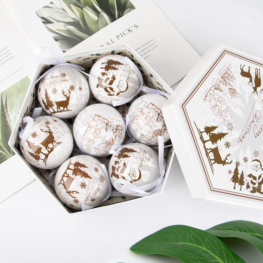 новогодний набор елочных шаров 7 шт,набор елочных шаров,набор елочных шаров в коробке,новогодний набор елочных шаров,елочные шары набор