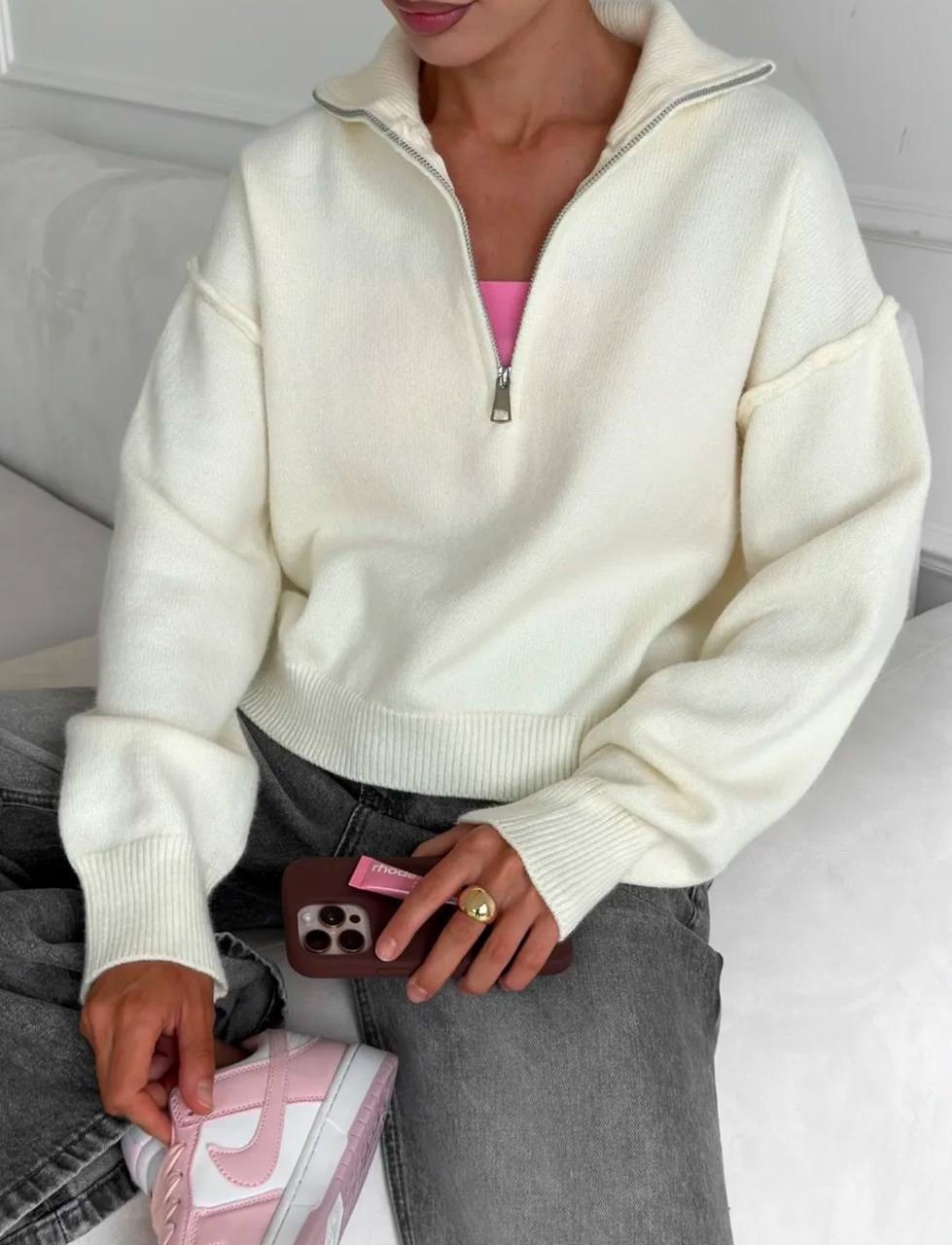 свитер с замком,кофта с замком,кофта с застежкой,свитера женские,свитер кофта оверсайз