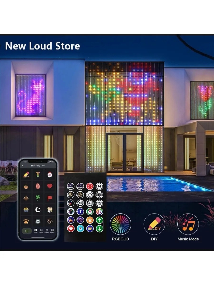 умная светодиодная,приложения светодиодный,светодиодная светильник,светодиодная rgb гирлянда,уличная светодиодная гирлянда rgb с