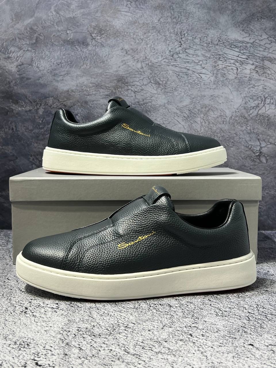 мужские слипоны,,кожаные слипоны,кеды мужские кожаные,кожаные слипоны santoni