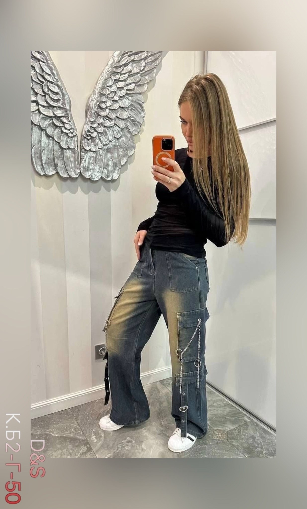 джинсы с цепочкой,комбинированные джинсы женские,женские джинсы,джинсы карго женские,модные джинсы
