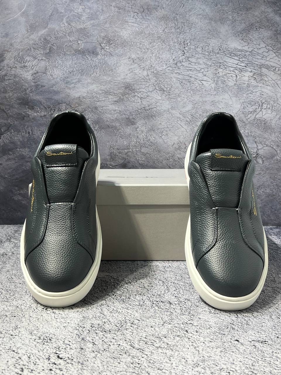 мужские слипоны,,кожаные слипоны,кеды мужские кожаные,кожаные слипоны santoni