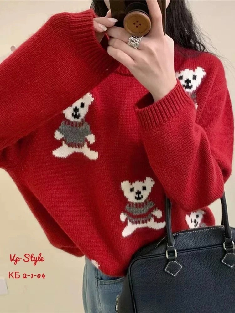 свитера женские,модные свитера,вязаные свитера,свитер,свитер с медведем