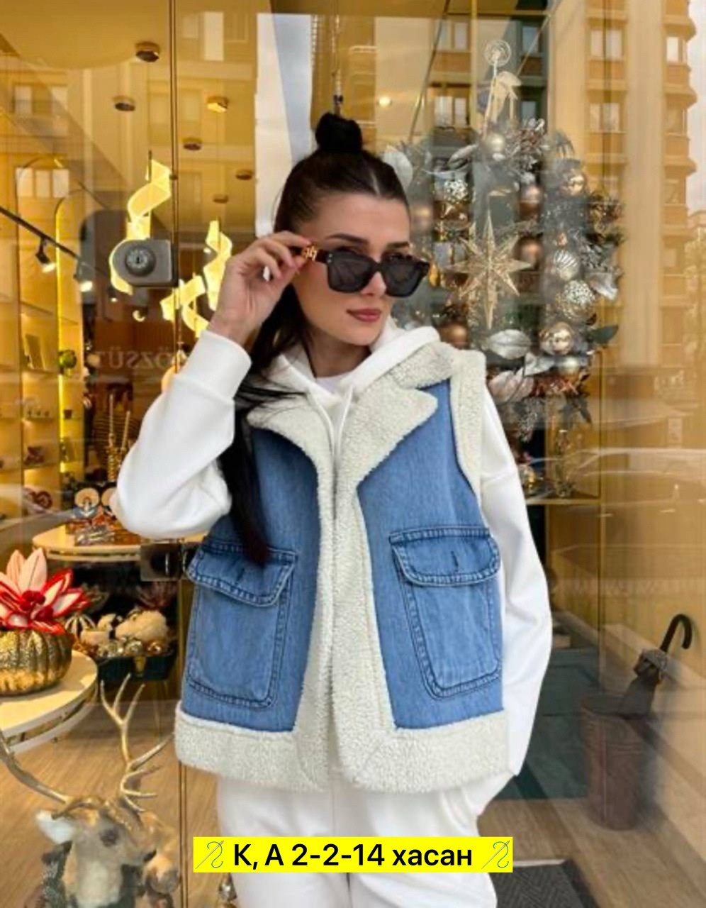 женская джинсовая куртка с мехом,джинсовая куртка с мехом,теплый жилет,жилет женский джинсовый,жилетка авиатор