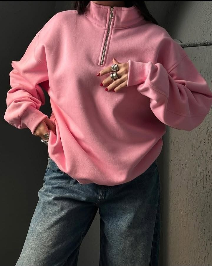 розовый свитшот,свитшот женская,повседневный свитшот,розовая толстовка,свитшот на молнии