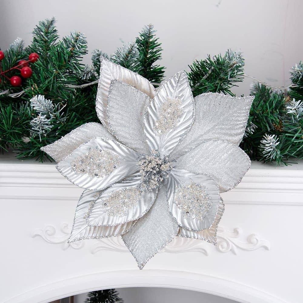 пуансеттия елочное украшение,цветок рождественский,цветок пуансеттия рождественская,украшение новогоднее,новогоднее украшение цветок