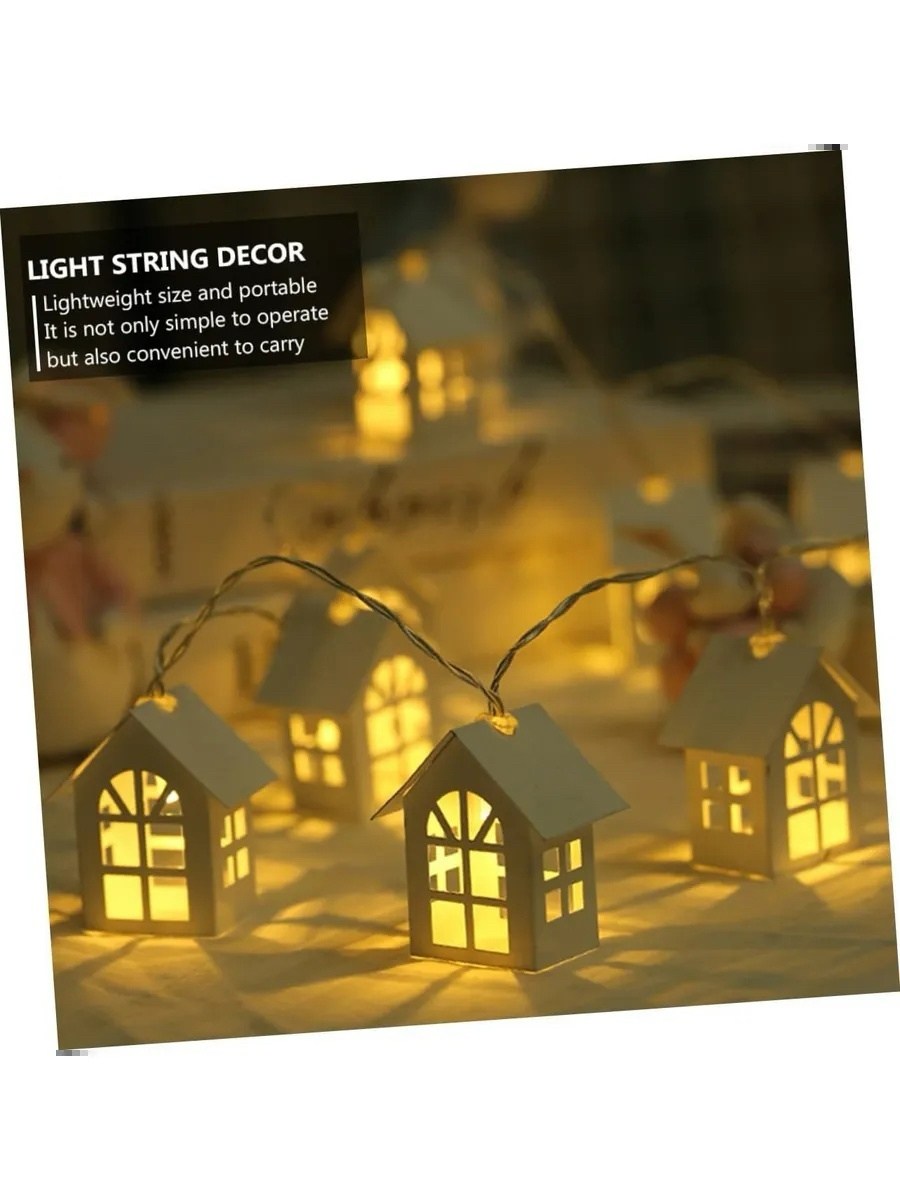 гирлянда домики,гирлянда в виде домиков,деревянная гирлянда сказки,гирлянда для дома,деревянный домик светодиодный