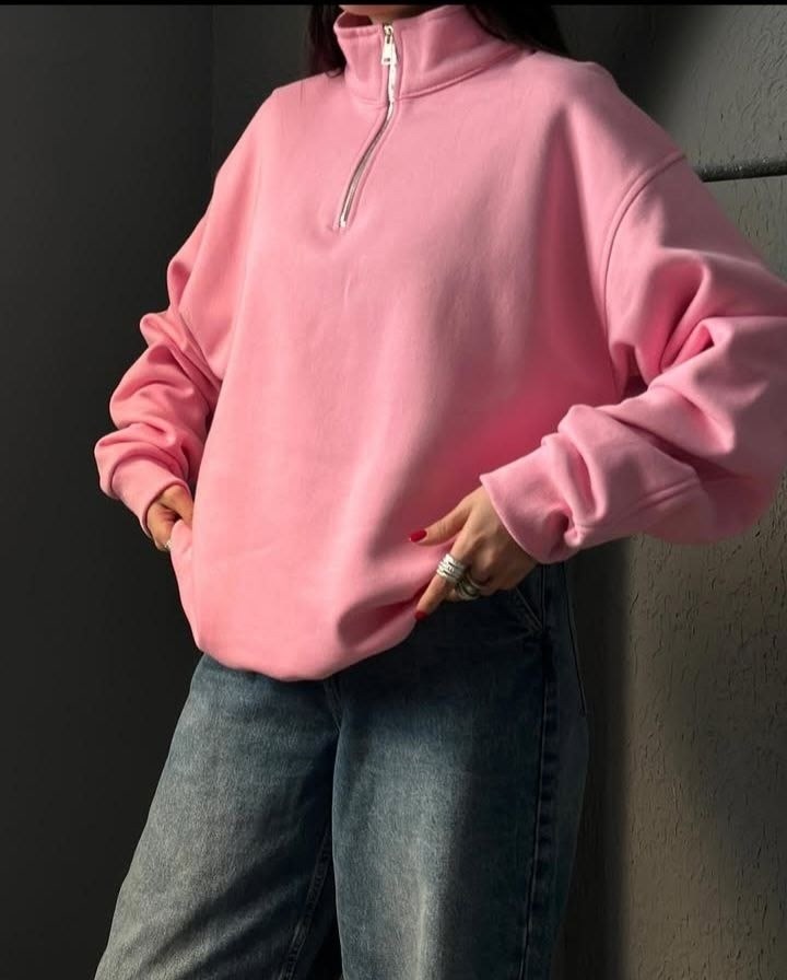 розовый свитшот,свитшот женская,повседневный свитшот,розовая толстовка,свитшот на молнии