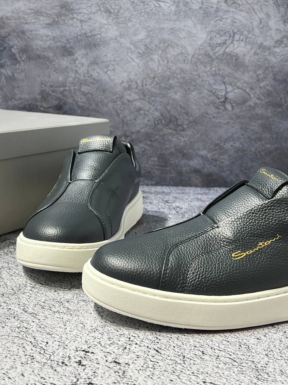 мужские слипоны,,кожаные слипоны,кеды мужские кожаные,кожаные слипоны santoni