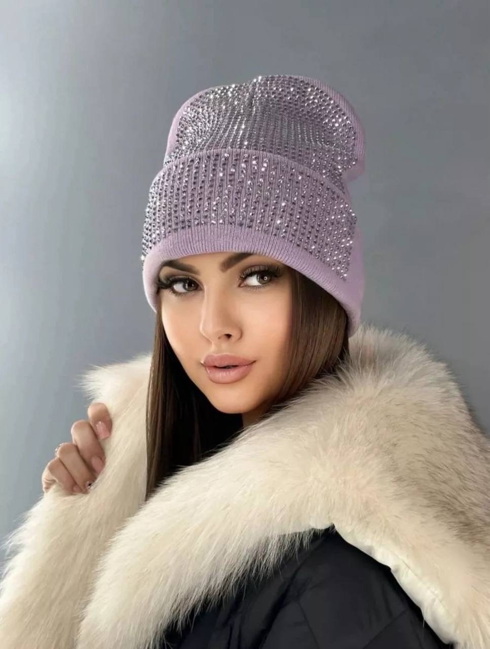 шапка бини со стразами,шапка бини,шапка бини женская,шапки для женщин,шапочка со стразами