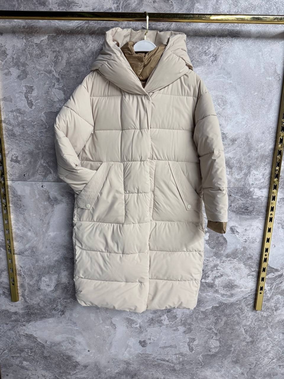 пуховик двусторонний,бежевый пуховик,зимние куртки,пуховики женские,пуховик с капюшоном