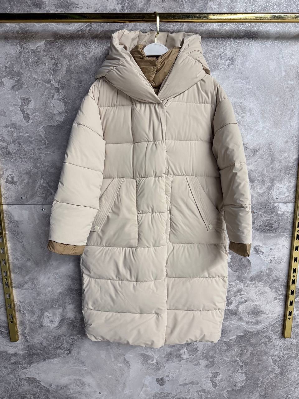 пуховик двусторонний,бежевый пуховик,зимние куртки,пуховики женские,пуховик с капюшоном