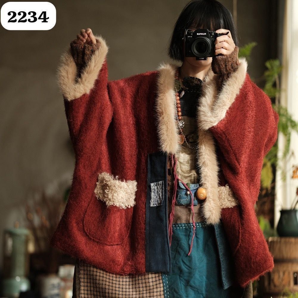 пальто теплое,пальто пэчворк,трикотажная куртка,в стиле бохо,куртка в стиле пэчворк