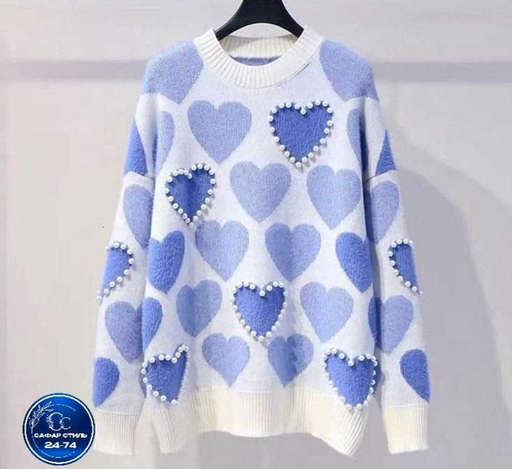 свитер с сердцем,свитер с сердечками женский,вязаный свитер с сердечками,корейский свитер,джемпер с сердечками