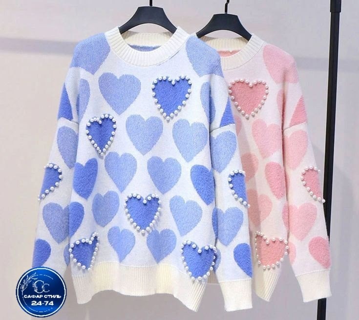 свитер с сердцем,свитер с сердечками женский,вязаный свитер с сердечками,корейский свитер,джемпер с сердечками