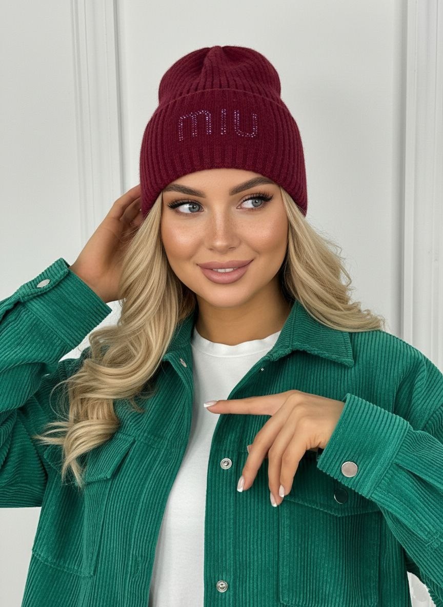 шапка женская,шапка бини,голубая шапка,женская вязаная шапка,шапка женская бини