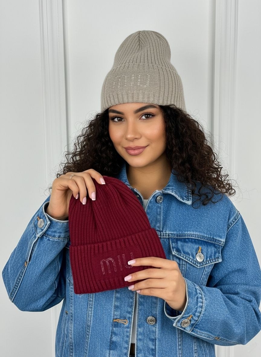 шапка женская,шапка бини,голубая шапка,женская вязаная шапка,шапка женская бини