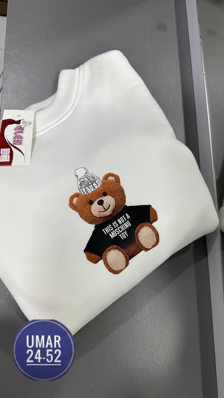 бежевый свитшот,теплый свитшот,свитшот с мишкой,свитшот с начесом,свитшот