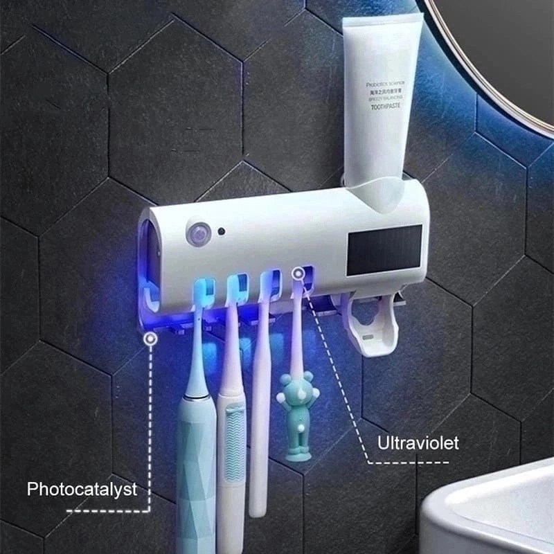 держатель зубной щеток,multi function toothbrush sterilizer,держатель зубных щеток с уф-стерилизатором и дозатором,держатель стерилизатор зубных щеток,дозатор зубной пасты