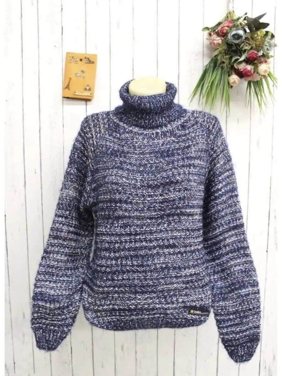 джемпер теплый свитер с горлом,свитер из меланжевой пряжи,свитера женские,женский теплый свитер,джемпер теплый свитер с горлом нарядный